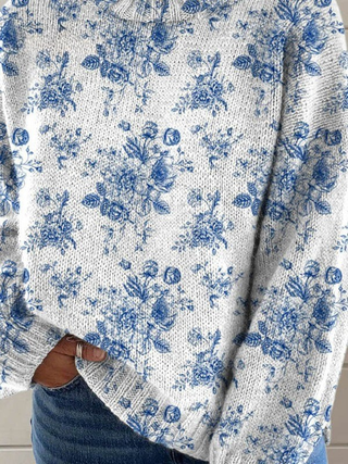 Ethel | Artistic floral print turtleneck sweater