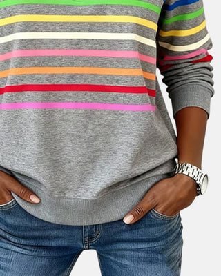 Vienna | Rainbow Striped Zip Sweatshirt