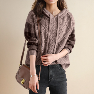 Emily | Cable Knit Hoodie Sweater